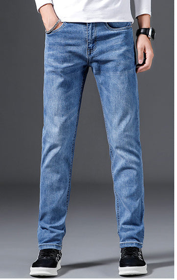 Slim Fit Elastic Straight Jeans For Men