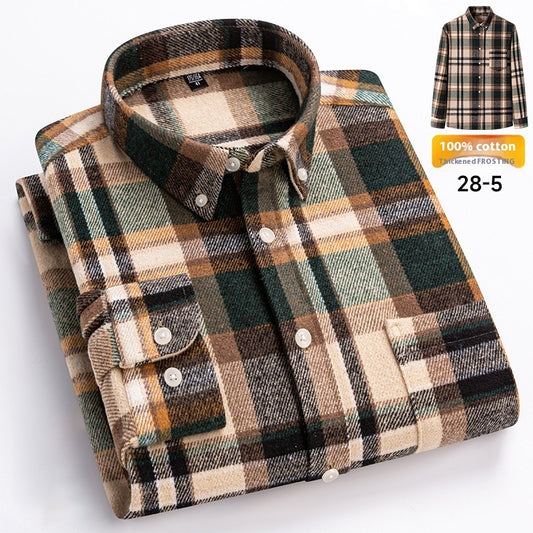 Retro Plaid Long Sleeve Casual Men's Clothing Shirt